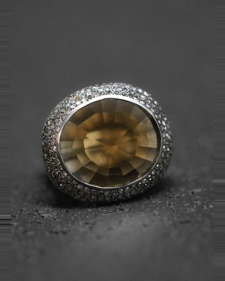ROSA MARIA VERONE R V S ST DIA CO 3R BQTZ Ring Jewellery Jewelry Schmuck 925 Sterling Silver Cognac Diamonds Beer Quartz hide m 1