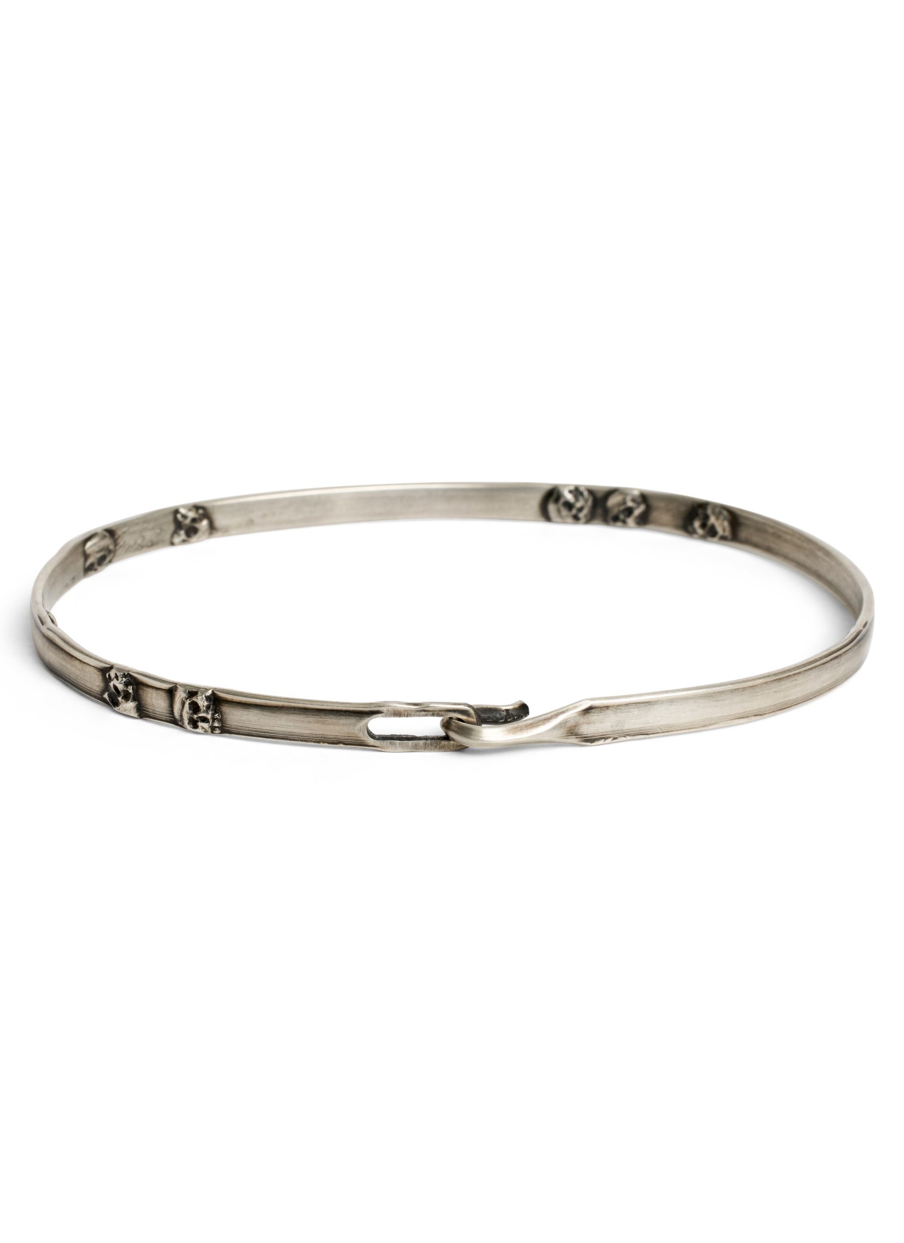 WERKSTATT MUNCHEN M2640 bangle hook skull bracelet armband 925 sterling silver hide m 12