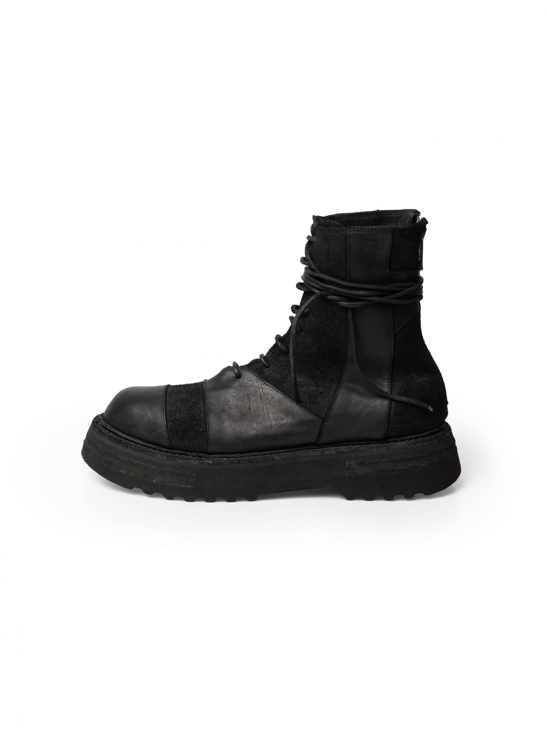 hide-m | GUIDI 525VPW Laced Up Patchwork Boot, black horse