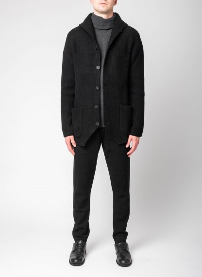 LABEL UNDER CONSTURCTION 44YJC220 CAN2SHE1 BK Men Scarf Collar Blazer Jacket Herren Jacke wool black hide m 3