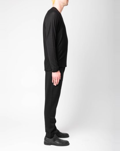 LABEL UNDER CONSTURCTION 44YSW197 GOL1 BK Men Crew Neck Arched Shoulder Sweater Herren Pulli Pullover cashmere silk black hide m 44