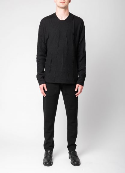LABEL UNDER CONSTURCTION 46YSW287 GOL1FLA1 BK Men Crew Neck Lunar Sweater reversible Herren Pulli Pullover cashmere wool silk black hide m 5