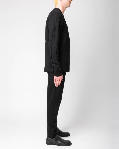 LABEL UNDER CONSTURCTION 46YSW287 GOL1FLA1 BK Men Crew Neck Lunar Sweater reversible Herren Pulli Pullover cashmere wool silk black hide m 6