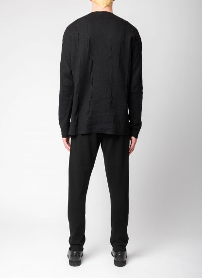 LABEL UNDER CONSTURCTION 46YSW287 GOL1FLA1 BK Men Crew Neck Lunar Sweater reversible Herren Pulli Pullover cashmere wool silk black hide m 7