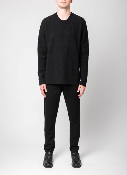 LABEL UNDER CONSTURCTION 46YSW287 GOL1FLA1 BK Men Crew Neck Lunar Sweater reversible Herren Pulli Pullover cashmere wool silk black hide m 8