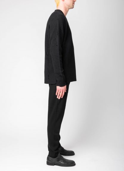 LABEL UNDER CONSTURCTION 46YSW287 GOL1FLA1 BK Men Crew Neck Lunar Sweater reversible Herren Pulli Pullover cashmere wool silk black hide m 9