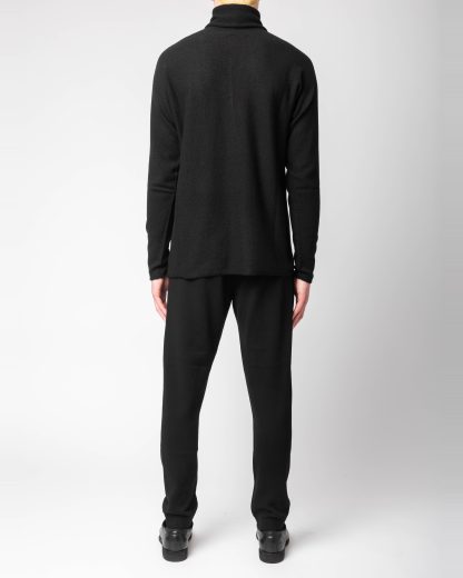 LABEL UNDER CONSTURCTION 46YSW292 CAS1 Men Ruched Turtleneck Arched Shoulder Sweater Herren Pulli Pullover cashmere black hide m 5