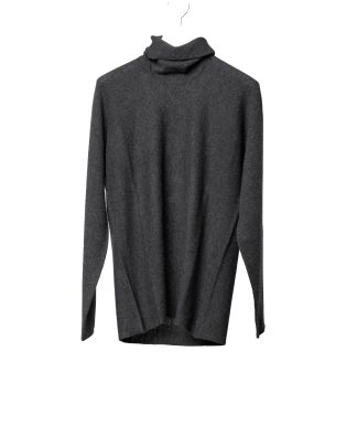 LABEL UNDER CONSTURCTION 46YSW292 CAS1 Men Ruched Turtleneck Arched Shoulder Sweater Herren Pulli Pullover cashmere dark grey hide m 1