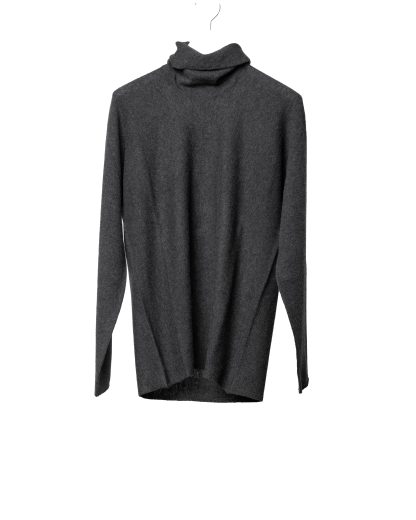 LABEL UNDER CONSTURCTION 46YSW292 CAS1 Men Ruched Turtleneck Arched Shoulder Sweater Herren Pulli Pullover cashmere dark grey hide m 1