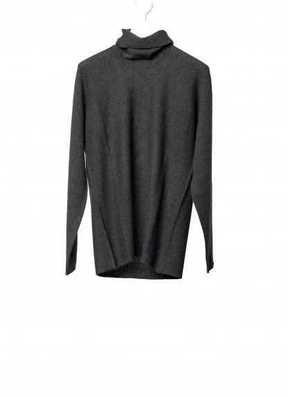 LABEL UNDER CONSTURCTION 46YSW292 CAS1 Men Ruched Turtleneck Arched Shoulder Sweater Herren Pulli Pullover cashmere dark grey hide m 1