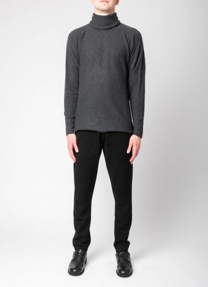 LABEL UNDER CONSTURCTION 46YSW292 CAS1 Men Ruched Turtleneck Arched Shoulder Sweater Herren Pulli Pullover cashmere dark grey hide m 3