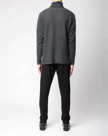 LABEL UNDER CONSTURCTION 46YSW292 CAS1 Men Ruched Turtleneck Arched Shoulder Sweater Herren Pulli Pullover cashmere dark grey hide m 5