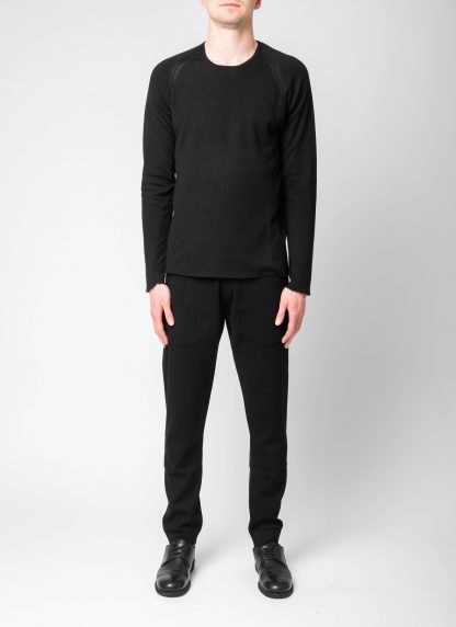 LABEL UNDER CONSTURCTION 46YSW303 GOL1 BK MG Men Crew Neck Double Layer Sweater reversible Herren Pulli Pullover cashmere silk medium grey black hide m 5