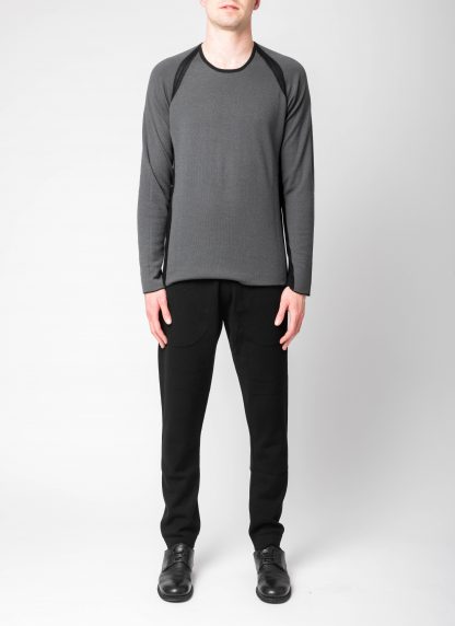 LABEL UNDER CONSTURCTION 46YSW303 GOL1 BK MG Men Crew Neck Double Layer Sweater reversible Herren Pulli Pullover cashmere silk medium grey black hide m 8