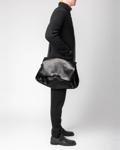 MA+ MACROSS MAURIZIO AMADEI B726 CU1 Medium Expandable Accordion Bag Men Women Tasche horse leather black hide m 4