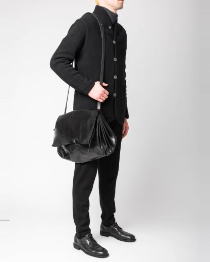 MA+ MACROSS MAURIZIO AMADEI B726 CU1 Medium Expandable Accordion Bag Men Women Tasche horse leather black hide m 6