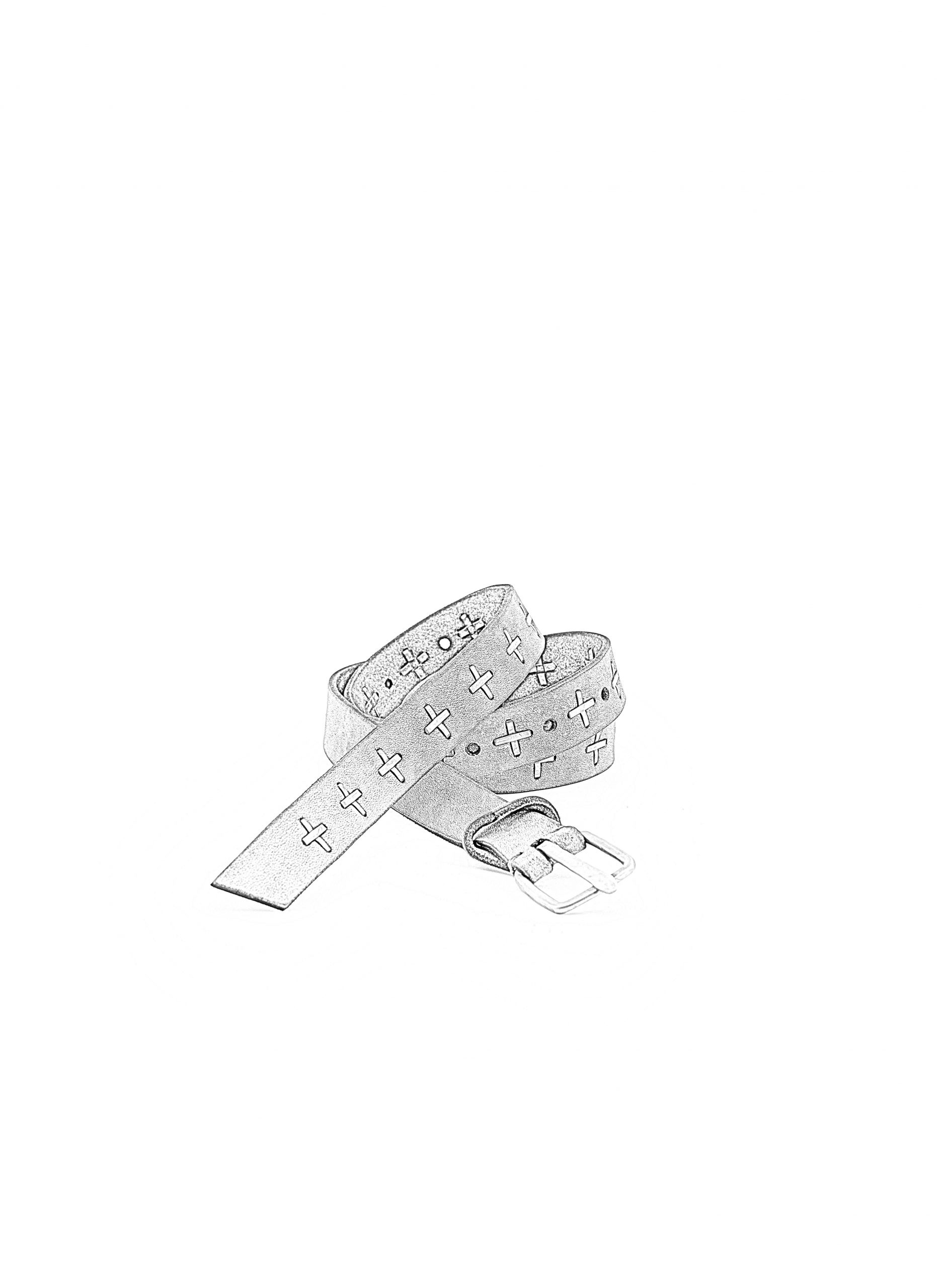 MA+ Maurizio Amadei EQ2C + studded q buckle med belt guertel cow leather 925 sterling silver carbon hide m 2