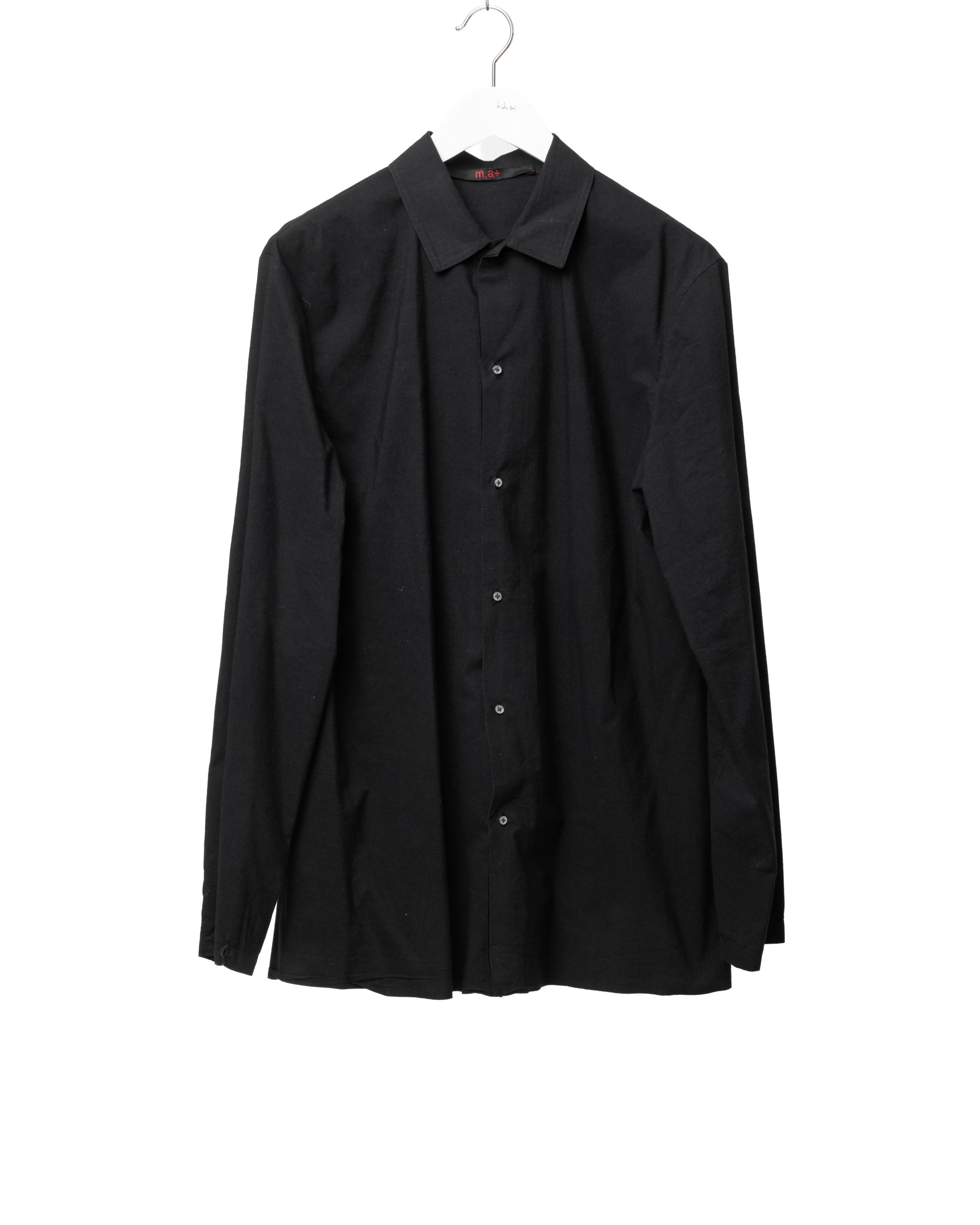hide-m | m.a+ Straight Medium Fit Shirt, black cotton