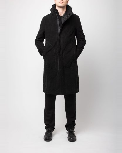 POEME BOHEMIEN PA 12 T 512 99 Men Long Zipped Parka Herren Jacke Coat Jacket Mantel cotton black hide m 4