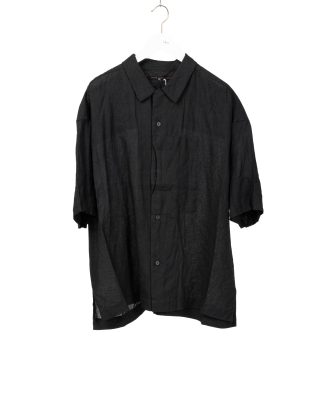 FORME D’EXPRESSION HS016 GBMB Men Camp Shirt With Crescent Pocket Herren Hemd linen black hide m 1