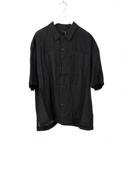 FORME D’EXPRESSION HS016 GBMB Men Camp Shirt With Crescent Pocket Herren Hemd linen black hide m 1