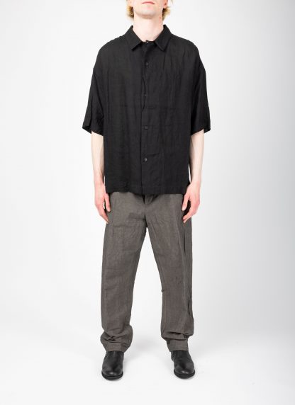 FORME D’EXPRESSION HS016 GBMB Men Camp Shirt With Crescent Pocket Herren Hemd linen black hide m 3
