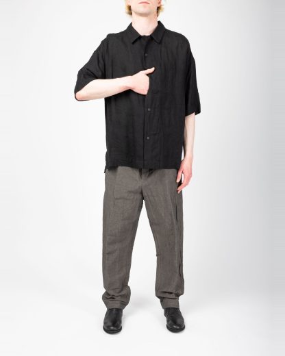 FORME D’EXPRESSION HS016 GBMB Men Camp Shirt With Crescent Pocket Herren Hemd linen black hide m 4