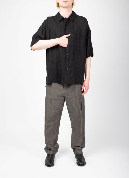 FORME D’EXPRESSION HS016 GBMB Men Camp Shirt With Crescent Pocket Herren Hemd linen black hide m 4