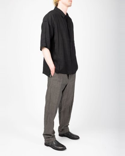 FORME D’EXPRESSION HS016 GBMB Men Camp Shirt With Crescent Pocket Herren Hemd linen black hide m 5