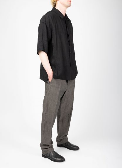 FORME D’EXPRESSION HS016 GBMB Men Camp Shirt With Crescent Pocket Herren Hemd linen black hide m 5