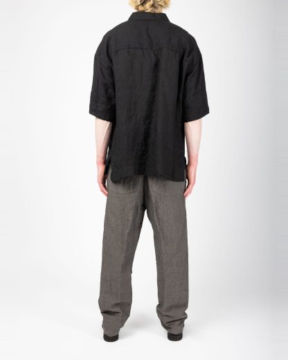 FORME D’EXPRESSION HS016 GBMB Men Camp Shirt With Crescent Pocket Herren Hemd linen black hide m 7