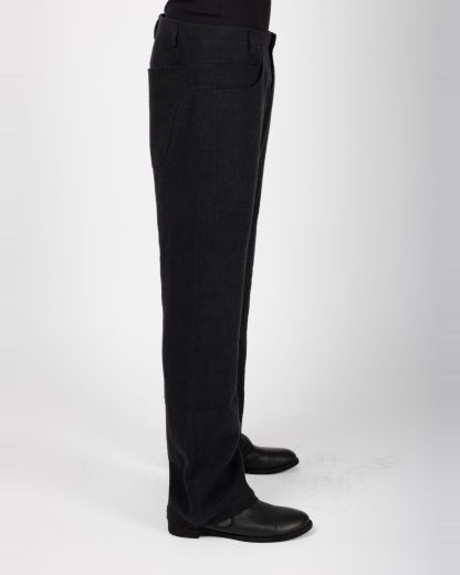 LABEL UNDER CONSTRUCTION 47FPN319 CMI DG Men Yoke Pockets Wide Jeans Pants Herren Hose Trousers linen dark grey hide m 4