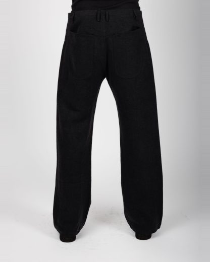 LABEL UNDER CONSTRUCTION 47FPN319 CMI DG Men Yoke Pockets Wide Jeans Pants Herren Hose Trousers linen dark grey hide m 5