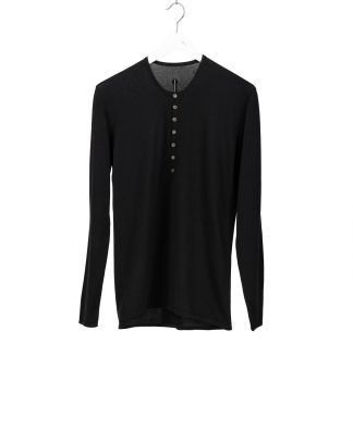 LABEL UNDER CONSTRUCTION 47YSW255 ZER3:2 BK Men Seamless Shoulder Grandad Neck Sweater Herren Pulli Pullover cotton black hide m 1