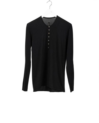 LABEL UNDER CONSTRUCTION 47YSW255 ZER3:2 BK Men Seamless Shoulder Grandad Neck Sweater Herren Pulli Pullover cotton black hide m 1