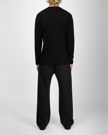 LABEL UNDER CONSTRUCTION 47YSW255 ZER3:2 BK Men Seamless Shoulder Grandad Neck Sweater Herren Pulli Pullover cotton black hide m 6