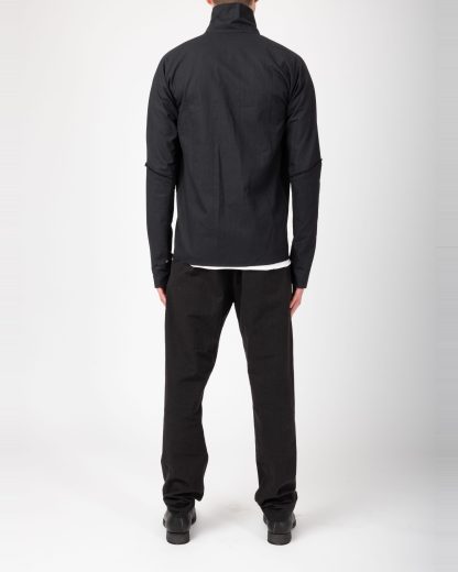 MA+ Maurizio Amadei H252DZ:P CMR Men Zipped Tall Collar Shirt Jacket Herren Zip Jacke cotton black hide m 9