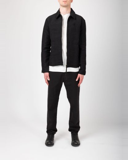 MA+ Maurizio Amadei J250Z PLP Men Zipped Trucker Jacket Herren Jacke paper linen black hide m 3