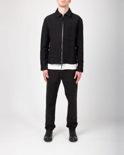 MA+ Maurizio Amadei J250Z PLP Men Zipped Trucker Jacket Herren Jacke paper linen black hide m 4