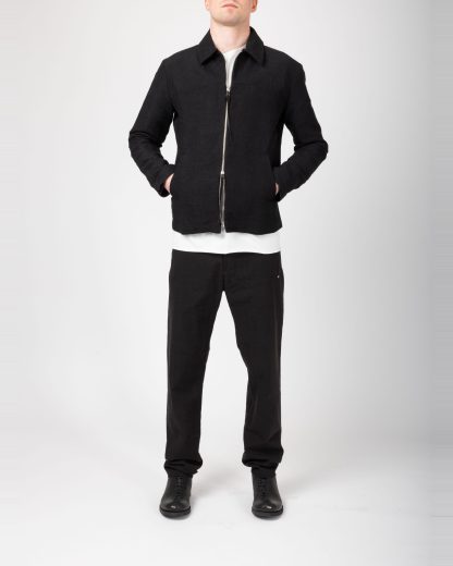 MA+ Maurizio Amadei J250Z PLP Men Zipped Trucker Jacket Herren Jacke paper linen black hide m 5