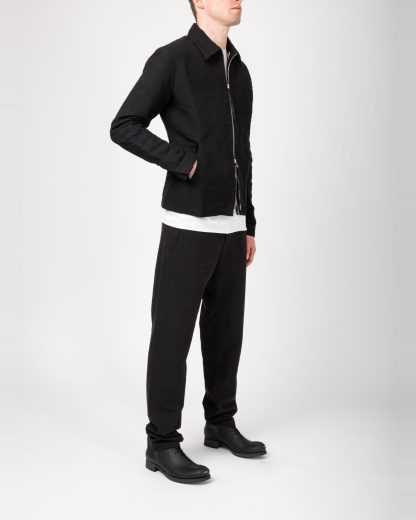 MA+ Maurizio Amadei J250Z PLP Men Zipped Trucker Jacket Herren Jacke paper linen black hide m 6