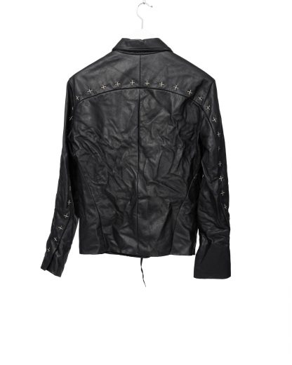 MA+ Maurizio Amadei J250Z+ SY10 Men Zipped Trucker Jacket Silver Crosses Herren Leder Jacke cow leather black hide m 1