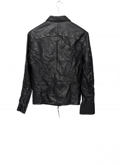 MA+ Maurizio Amadei J250Z+ SY10 Men Zipped Trucker Jacket Silver Crosses Herren Leder Jacke cow leather black hide m 1
