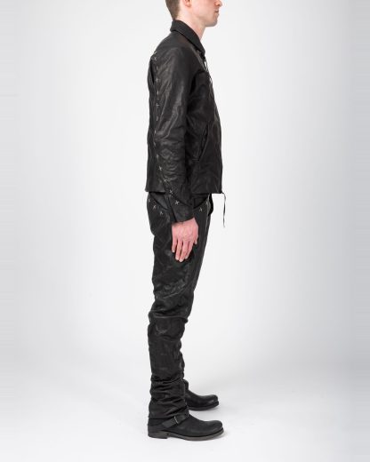 MA+ Maurizio Amadei J250Z+ SY10 Men Zipped Trucker Jacket Silver Crosses Herren Leder Jacke cow leather black hide m 10