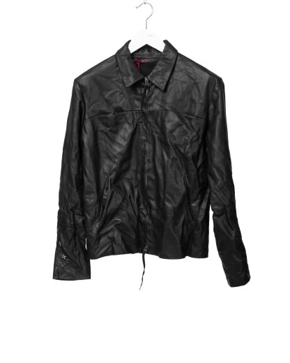 MA+ Maurizio Amadei J250Z+ SY10 Men Zipped Trucker Jacket Silver Crosses Herren Leder Jacke cow leather black hide m 3