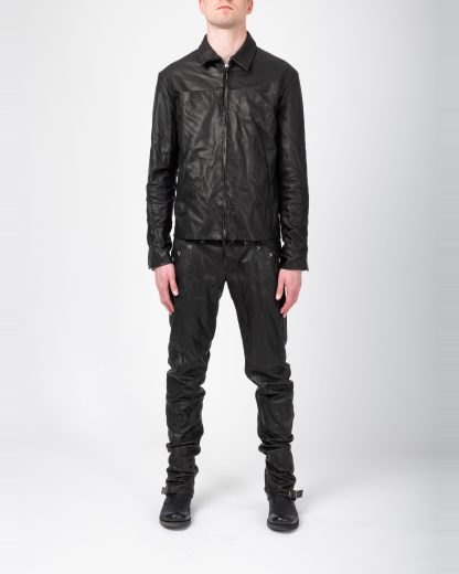 MA+ Maurizio Amadei J250Z+ SY10 Men Zipped Trucker Jacket Silver Crosses Herren Leder Jacke cow leather black hide m 7