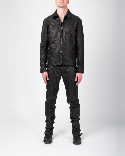 MA+ Maurizio Amadei J250Z+ SY10 Men Zipped Trucker Jacket Silver Crosses Herren Leder Jacke cow leather black hide m 8