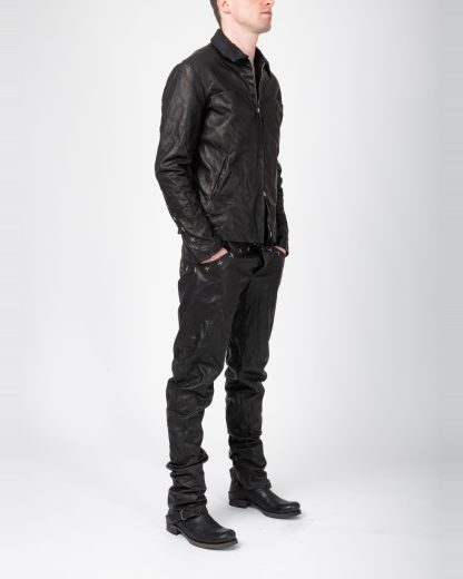 MA+ Maurizio Amadei J250Z+ SY10 Men Zipped Trucker Jacket Silver Crosses Herren Leder Jacke cow leather black hide m 9