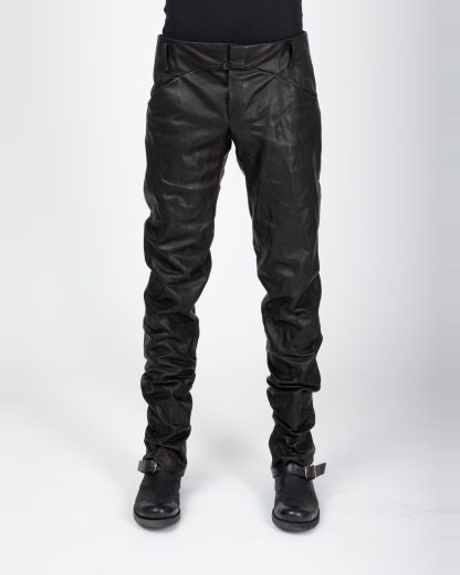 MA+ Maurizio Amadei P211 SY 1.0 Men 5 Pocket Medium Fit Pants Herren Leder Hose cow leather black hide m 3