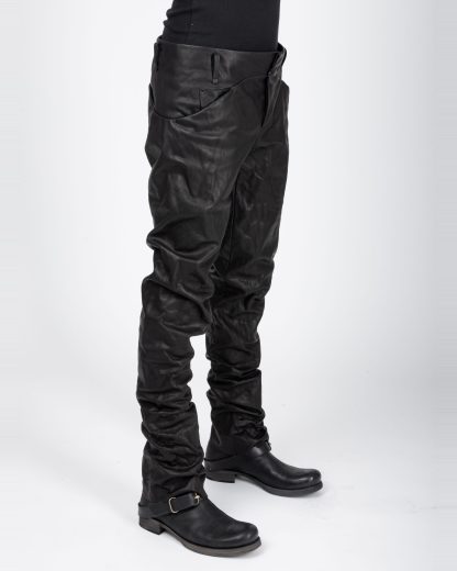 MA+ Maurizio Amadei P211 SY 1.0 Men 5 Pocket Medium Fit Pants Herren Leder Hose cow leather black hide m 4